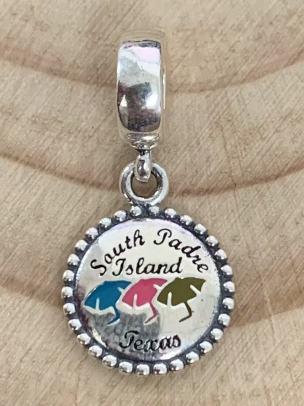 Pandora South Padre Island, Texas Dangle Charm Pendant, S925 Silver Jewelry